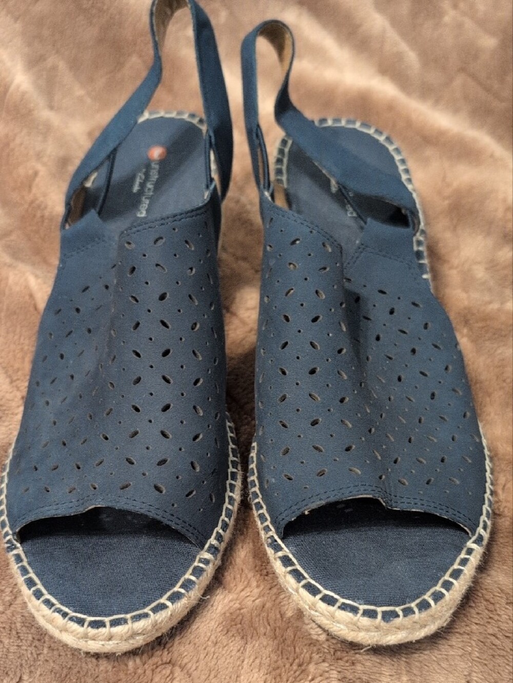 Clarks Navy Perforated Slingback Espadrilles - Picture 5 of 5